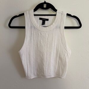 Forever 21 White Ribbed Crop Top